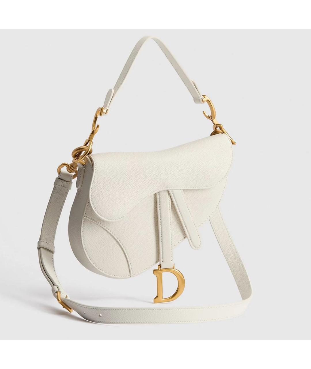 CHRISTIAN DIOR Белая кожаная сумка через плечо, фото 2