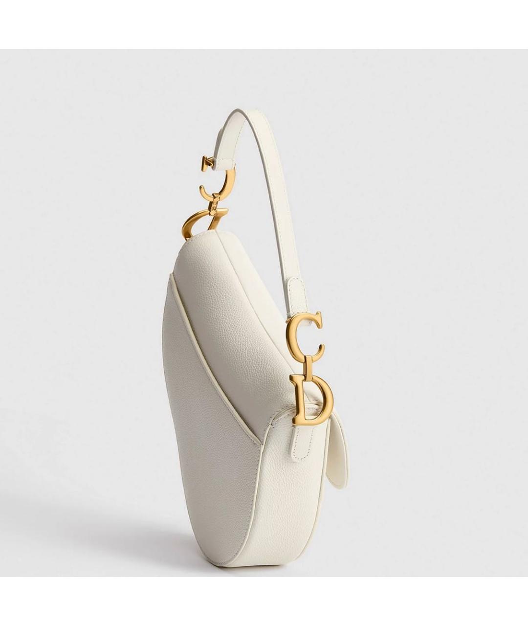CHRISTIAN DIOR Белая кожаная сумка через плечо, фото 3