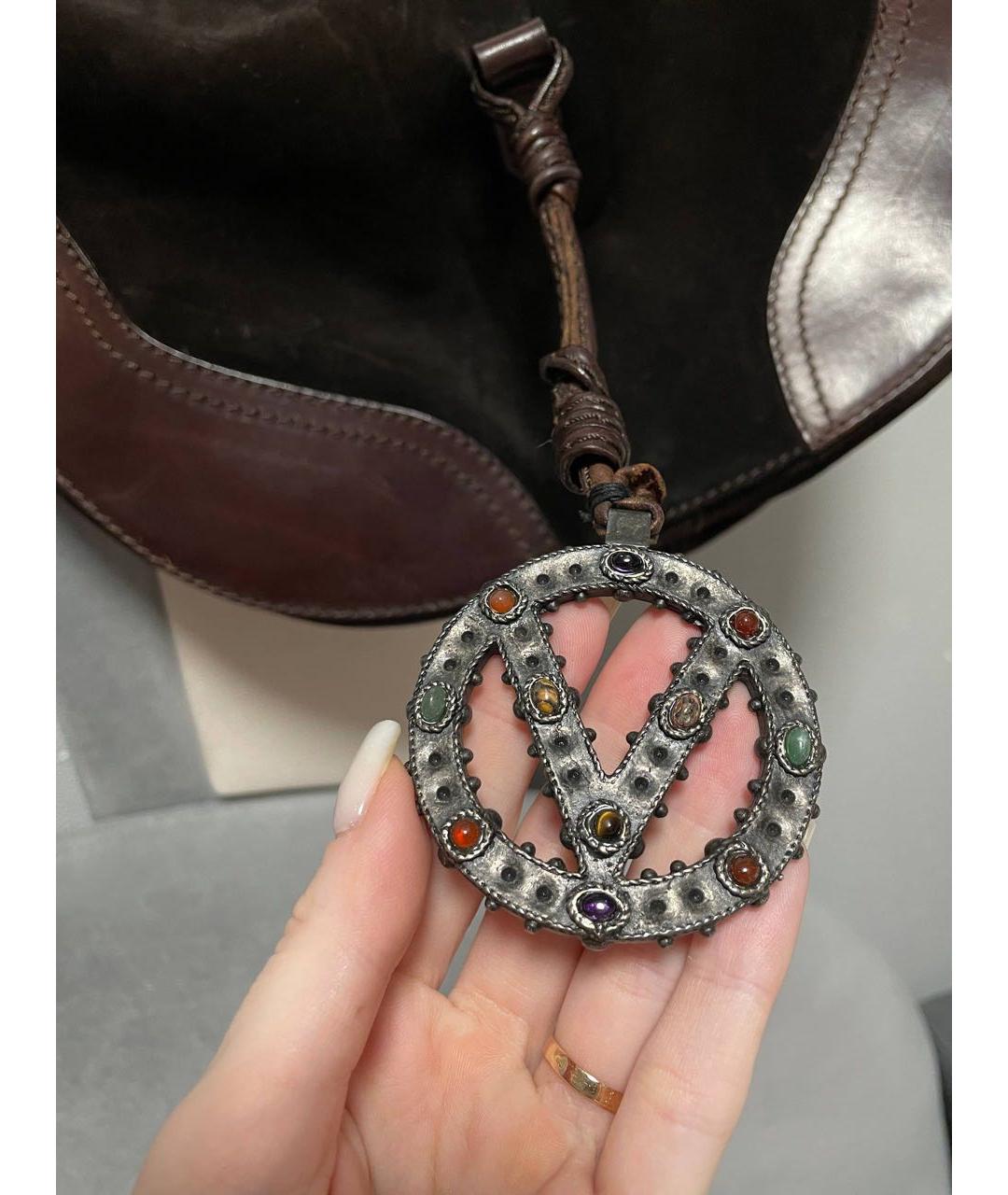 VALENTINO Коричневая кожаная сумка с короткими ручками, фото 4