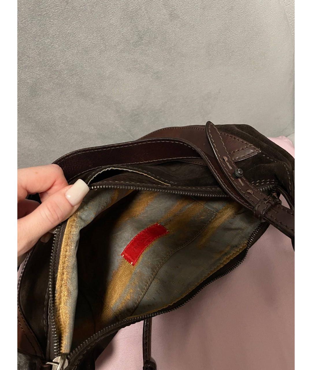 VALENTINO Коричневая кожаная сумка с короткими ручками, фото 5