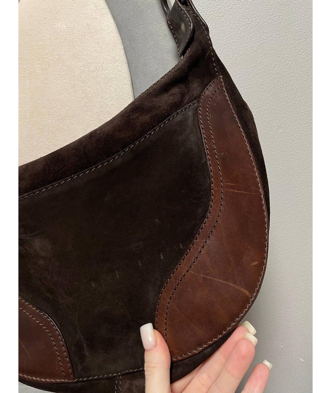 VALENTINO Коричневая кожаная сумка с короткими ручками, фото 7