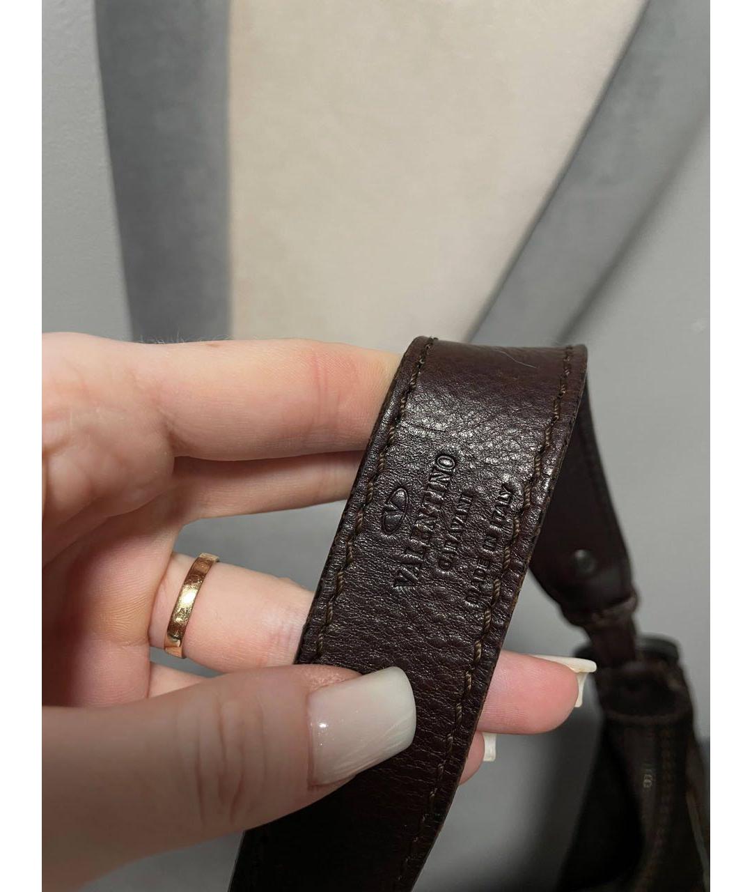 VALENTINO Коричневая кожаная сумка с короткими ручками, фото 6