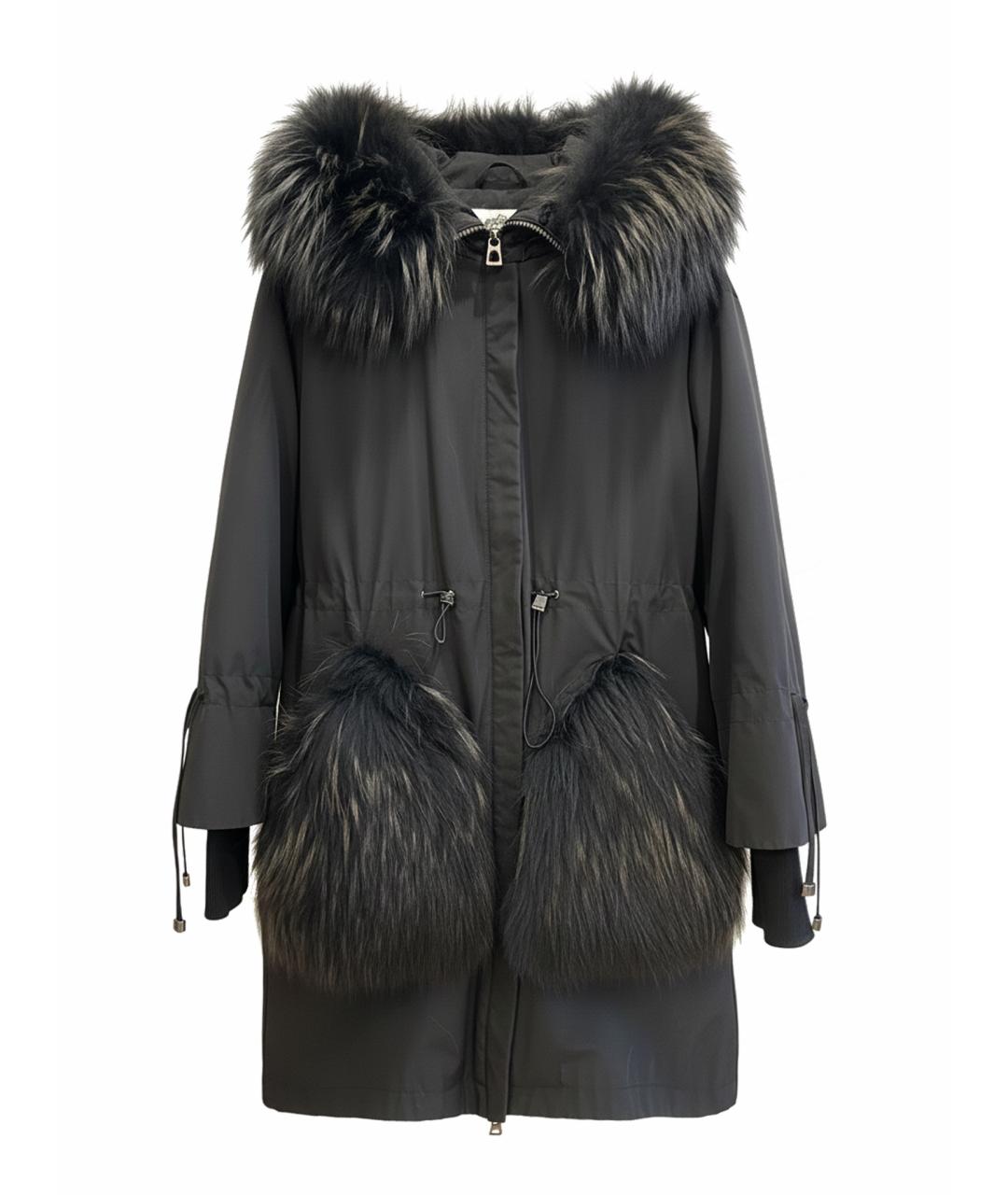 DIEGO M Черная меховая парка, фото 1