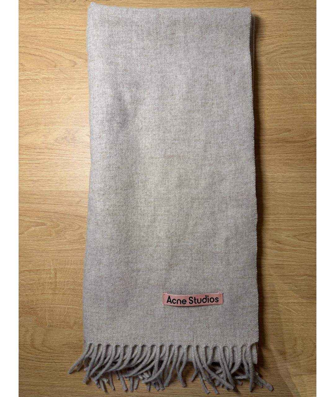 ACNE STUDIOS Бежевый шерстяной шарф, фото 9