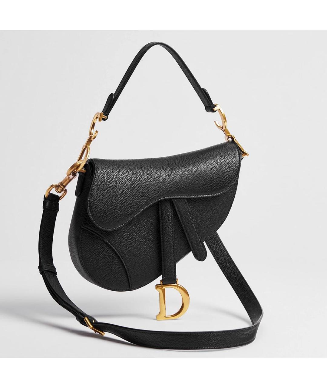 CHRISTIAN DIOR Черная кожаная сумка через плечо, фото 3
