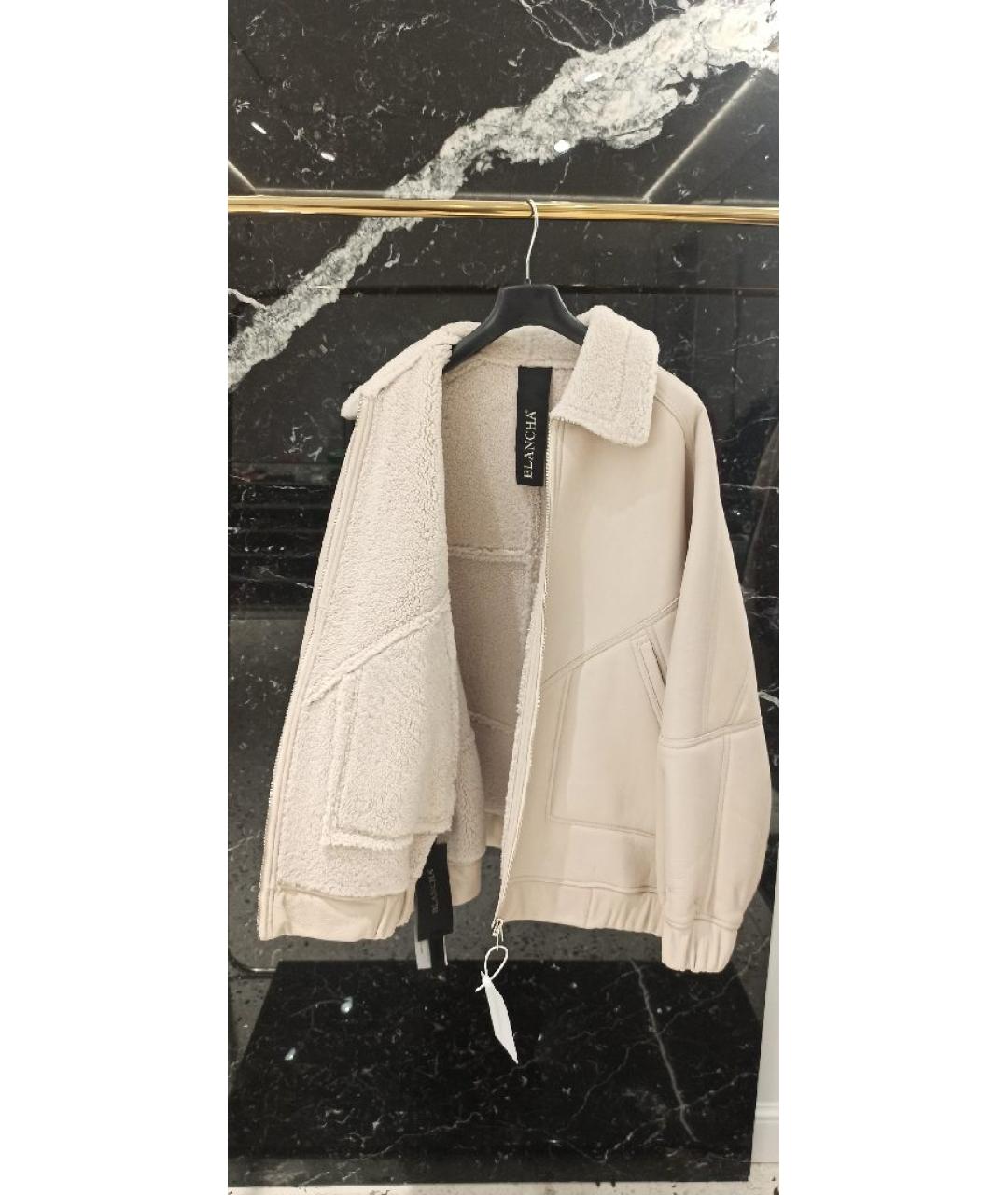 BLANCHA Бежевая кожаная дубленка, фото 6