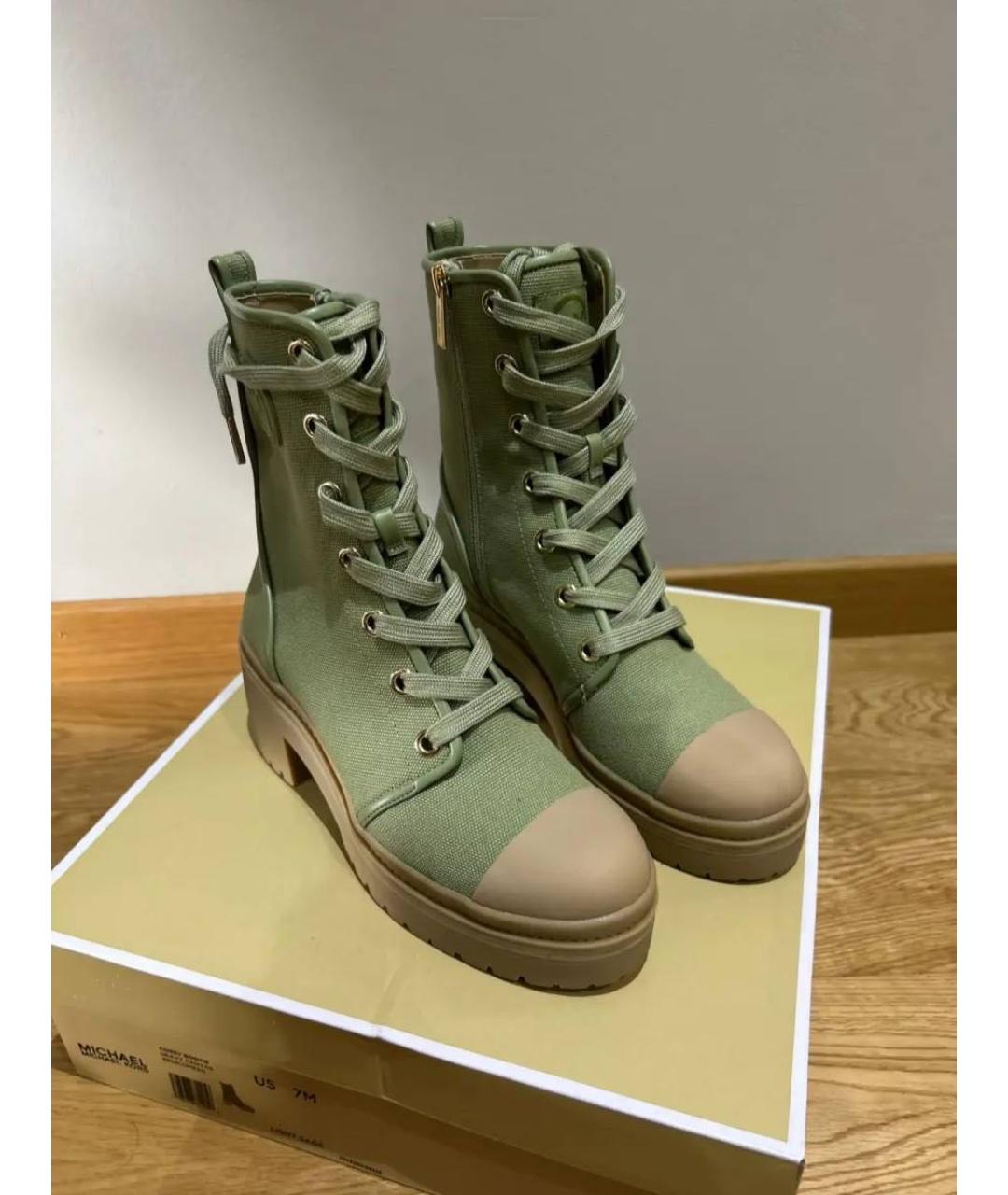 MICHAEL KORS Хаки текстильные ботинки, фото 2