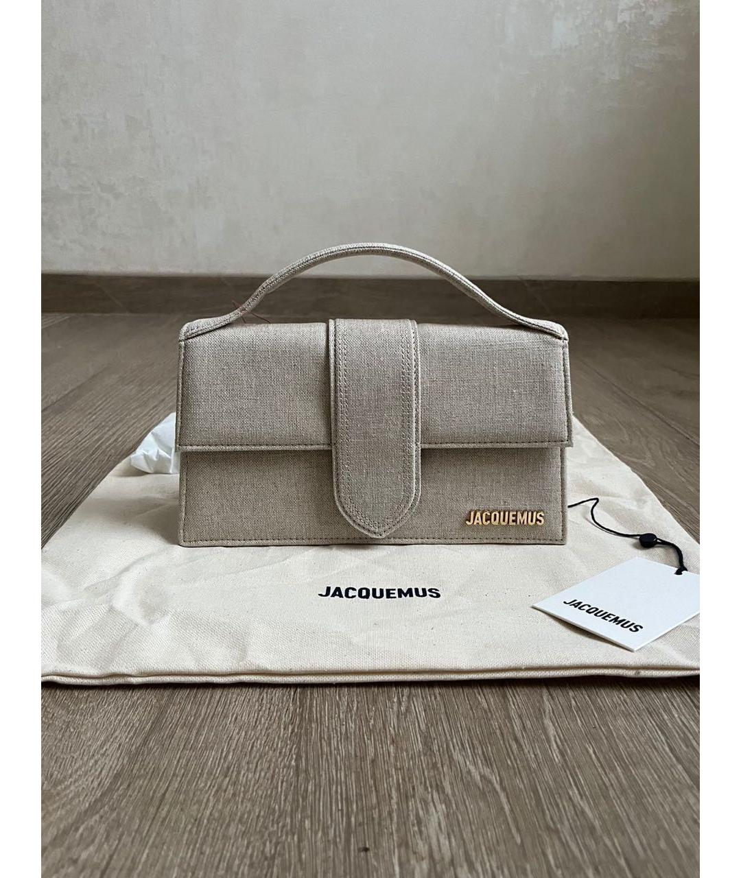 JACQUEMUS Бежевая кожаная сумка через плечо, фото 2