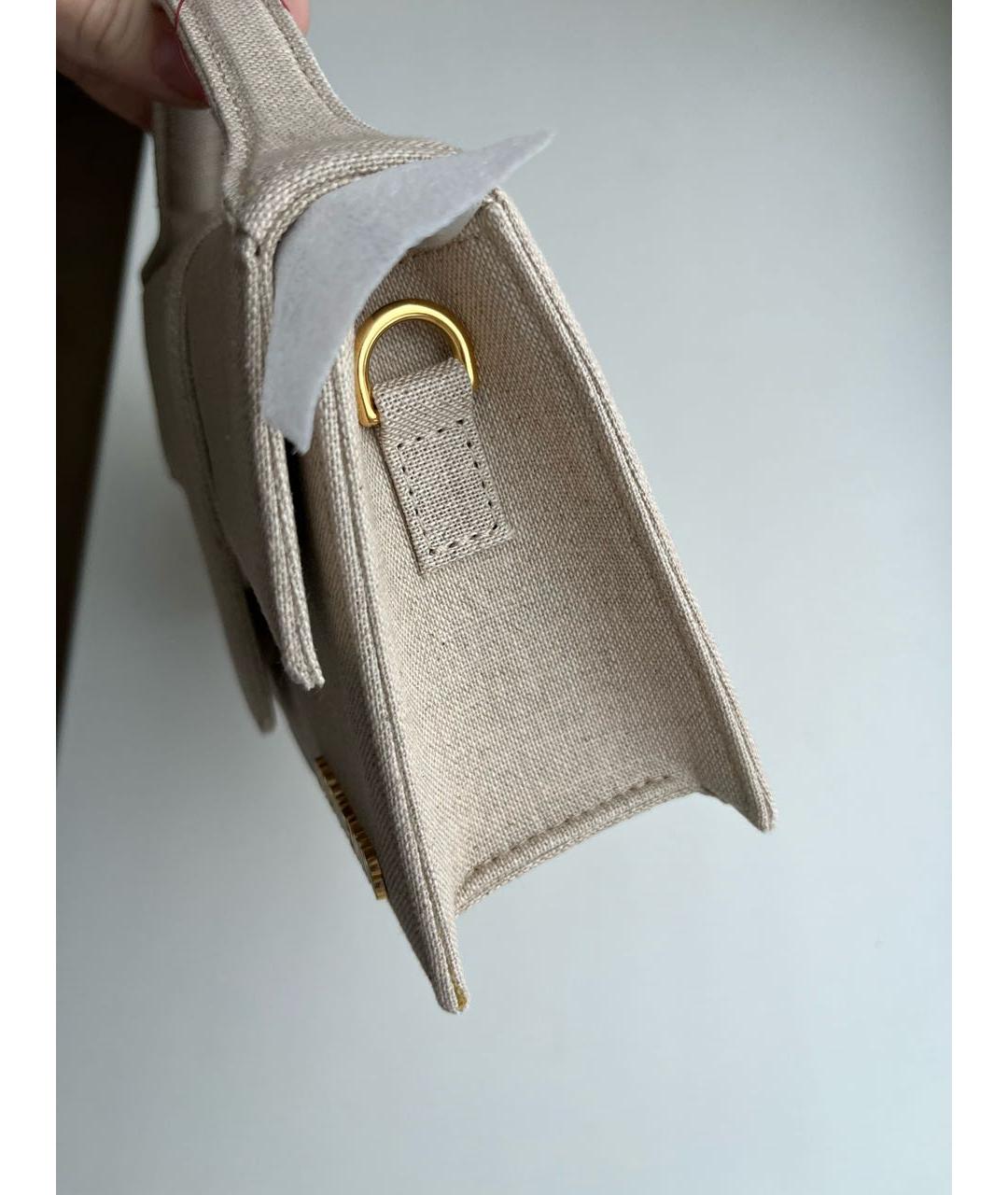 JACQUEMUS Бежевая кожаная сумка через плечо, фото 3