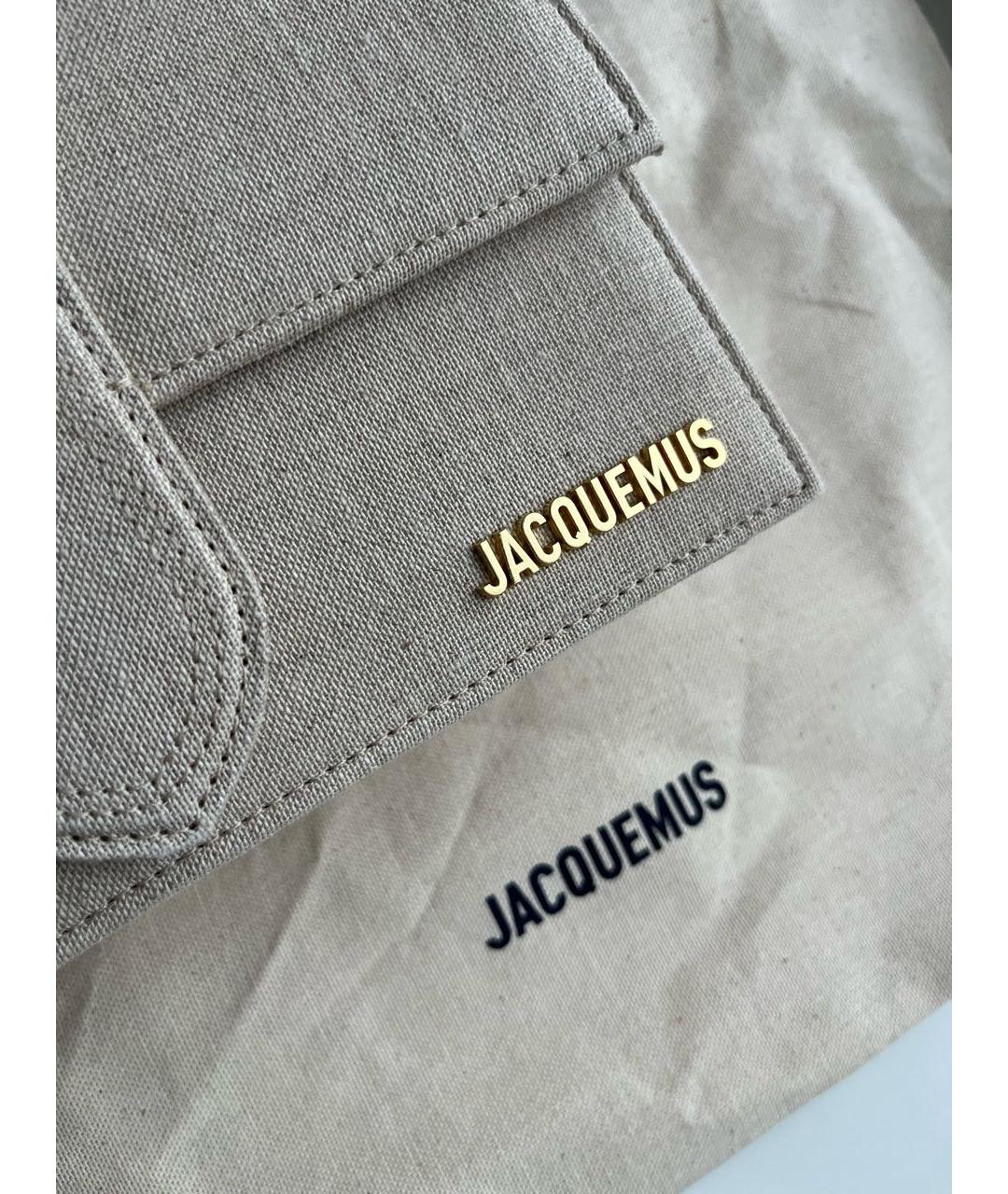 JACQUEMUS Бежевая кожаная сумка через плечо, фото 6