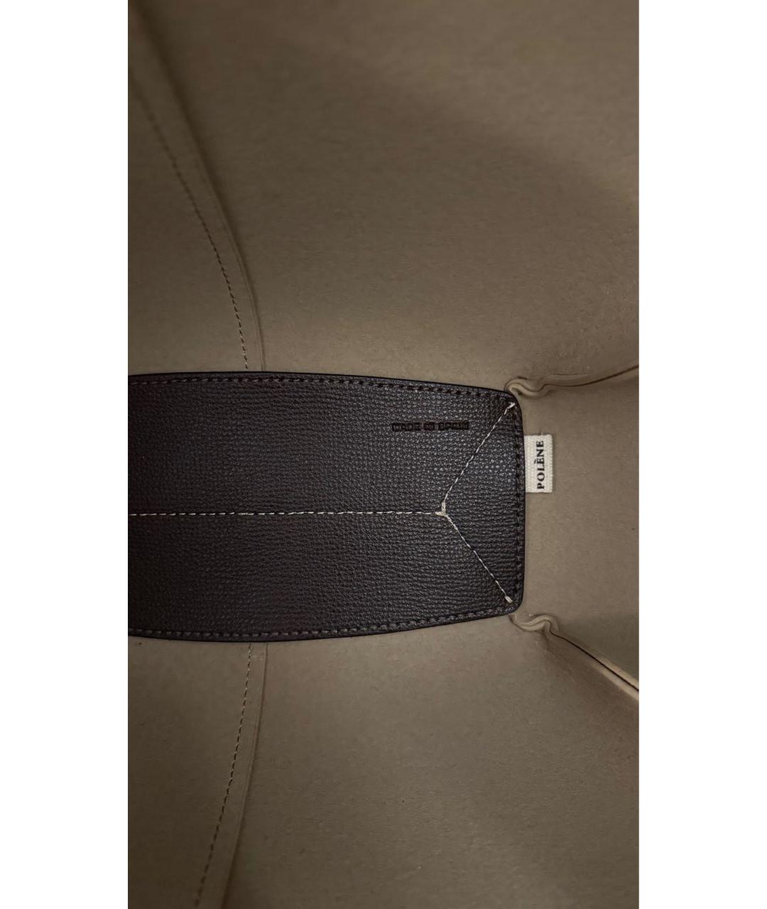 POLENE Коричневая кожаная сумка с короткими ручками, фото 4