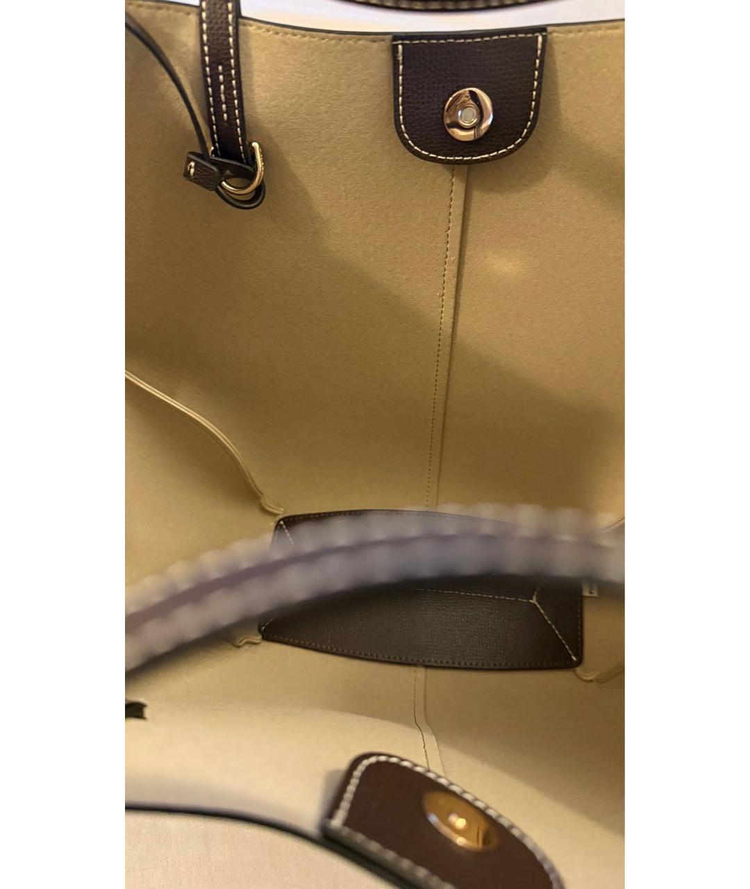 POLENE Коричневая кожаная сумка с короткими ручками, фото 6