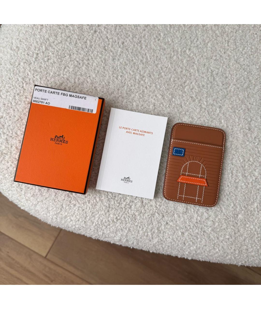 HERMES Коричневый кожаный кардхолдер, фото 5