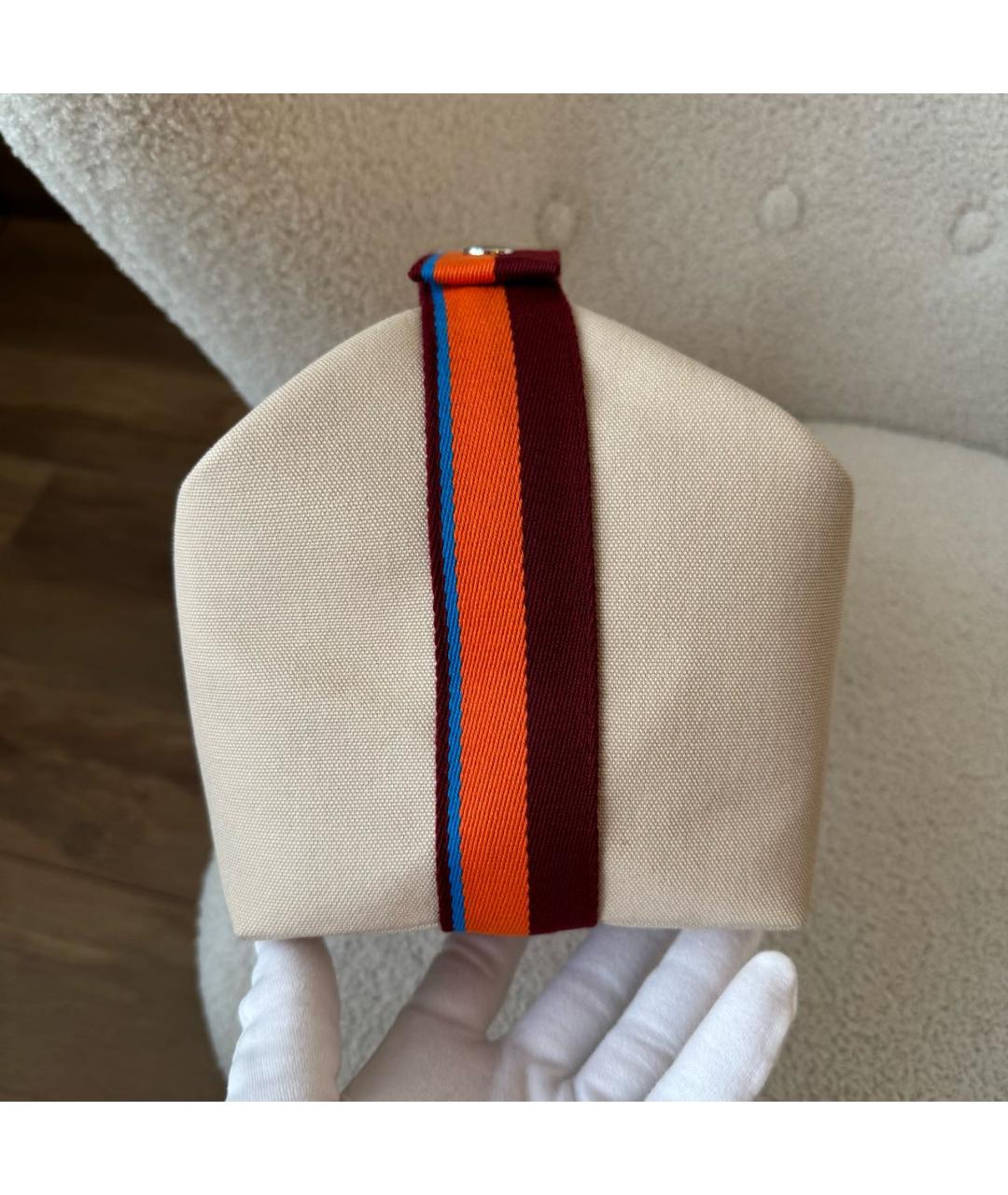 HERMES Бежевая хлопковая косметичка, фото 5