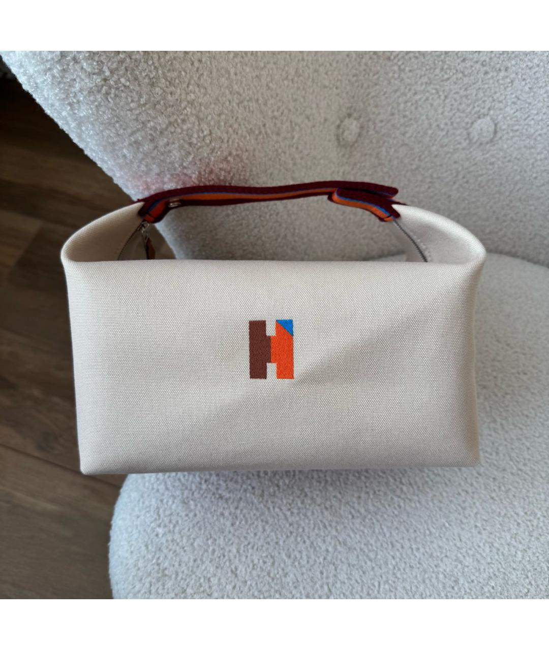 HERMES Бежевая хлопковая косметичка, фото 2