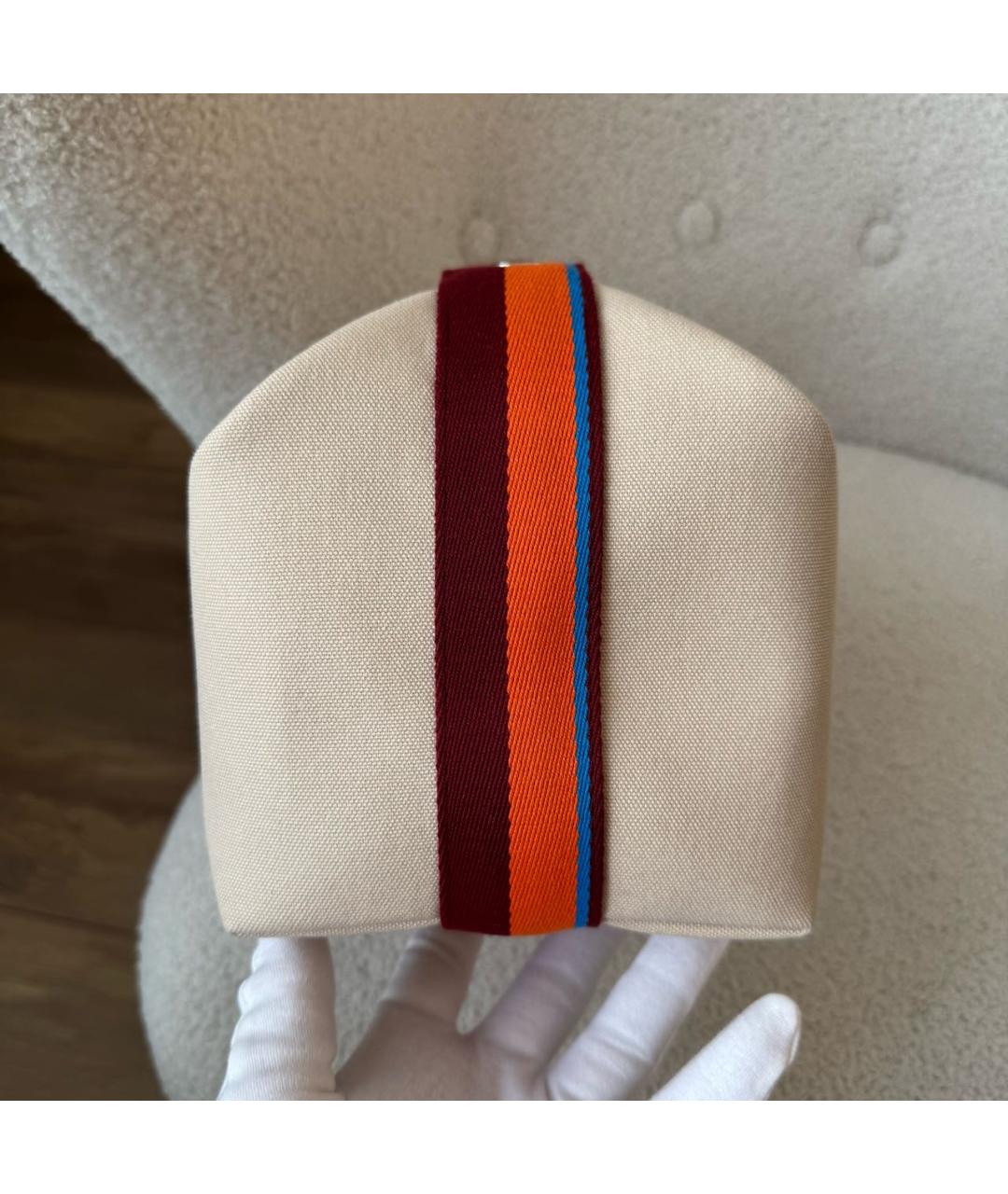 HERMES Бежевая хлопковая косметичка, фото 4