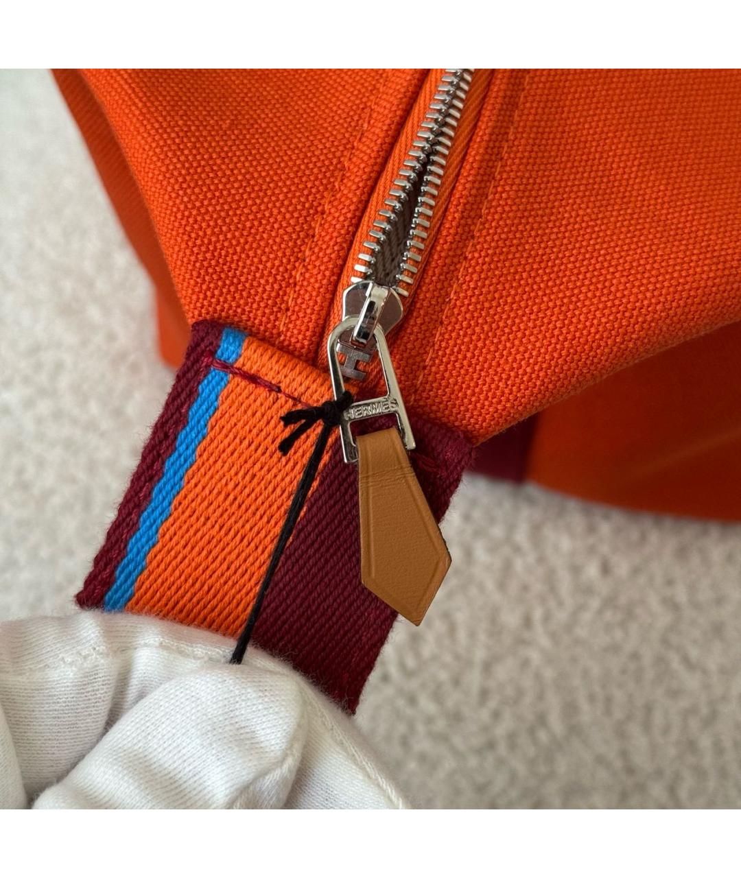 HERMES Оранжевая хлопковая косметичка, фото 7