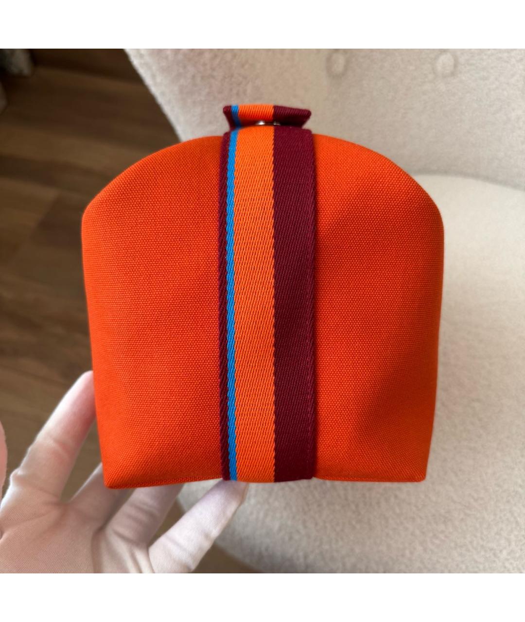 HERMES Оранжевая хлопковая косметичка, фото 5