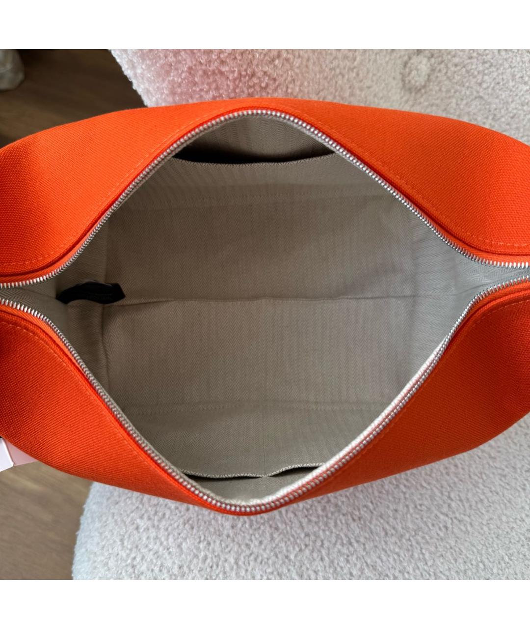 HERMES Оранжевая хлопковая косметичка, фото 8