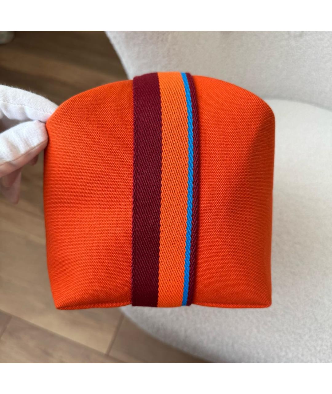 HERMES Оранжевая хлопковая косметичка, фото 4