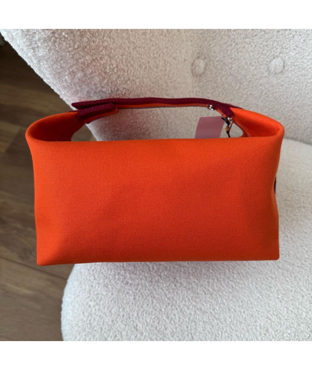 HERMES Оранжевая хлопковая косметичка, фото 3