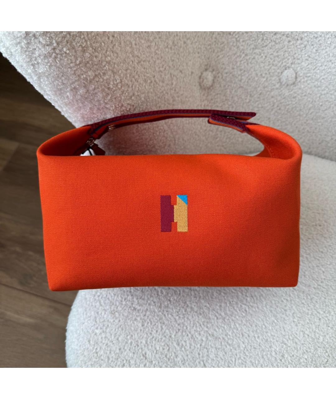 HERMES Оранжевая хлопковая косметичка, фото 2