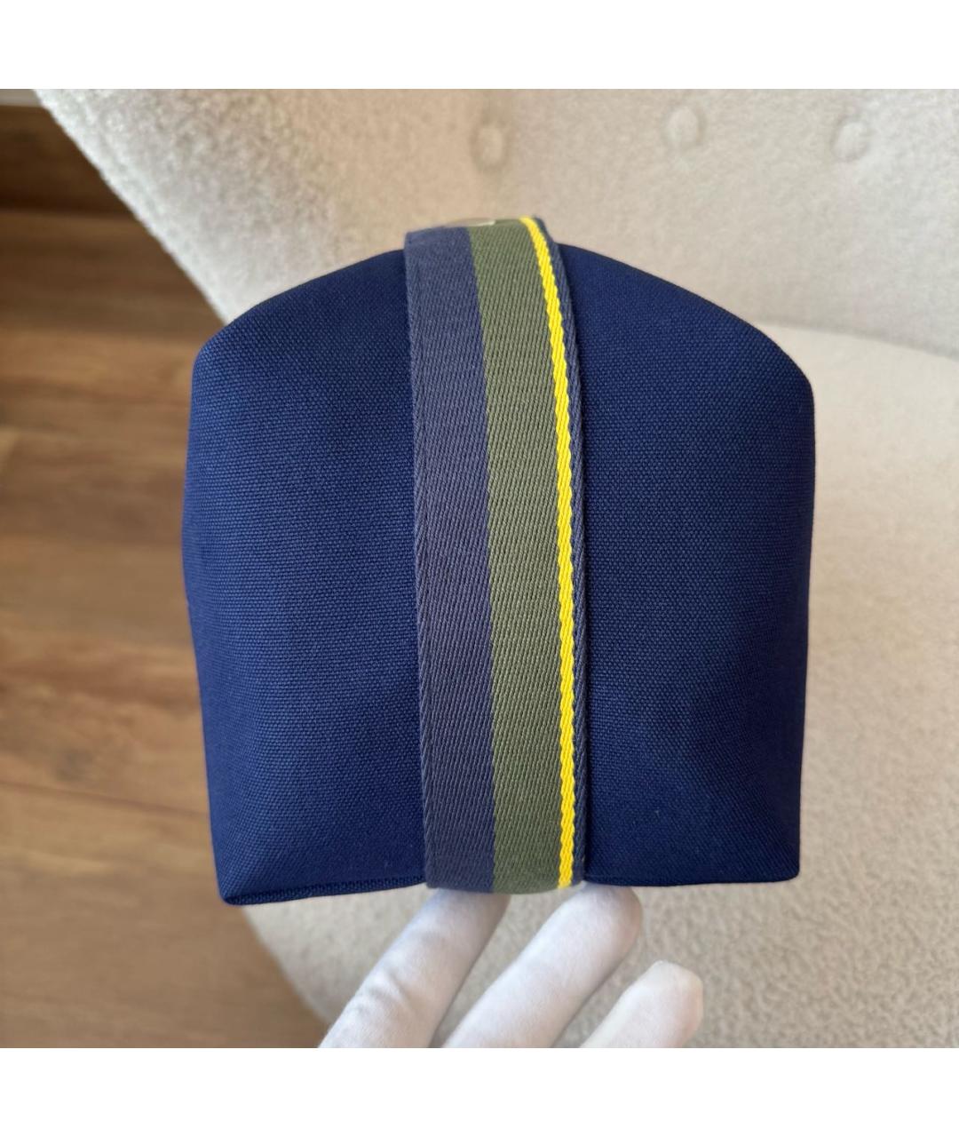 HERMES Синяя хлопковая косметичка, фото 4