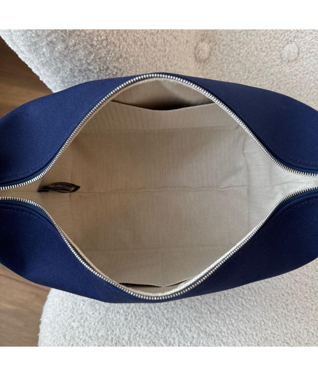 HERMES Синяя хлопковая косметичка, фото 8