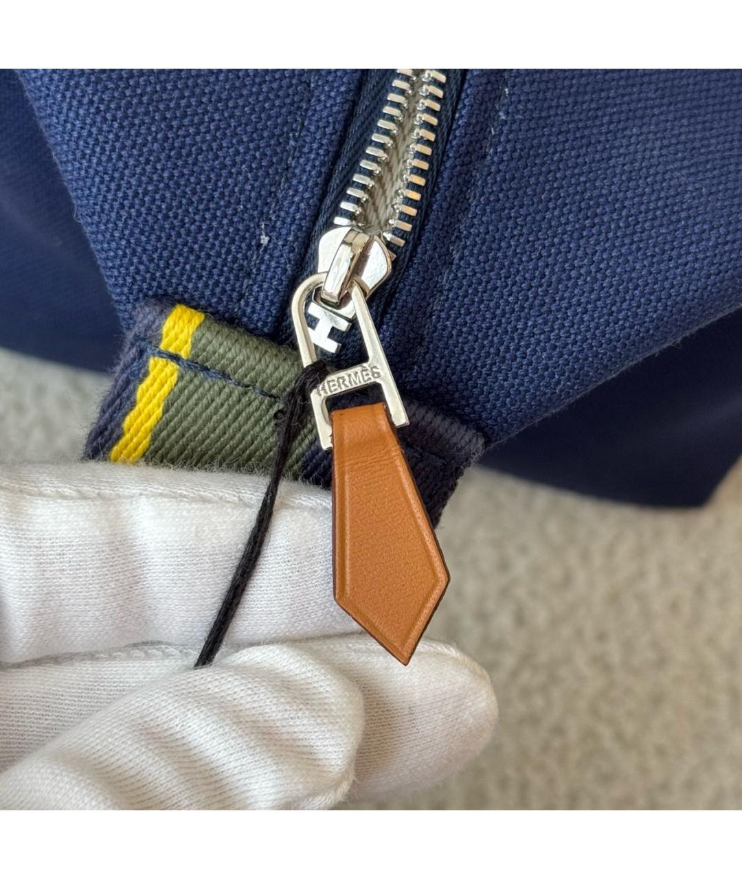 HERMES Синяя хлопковая косметичка, фото 7