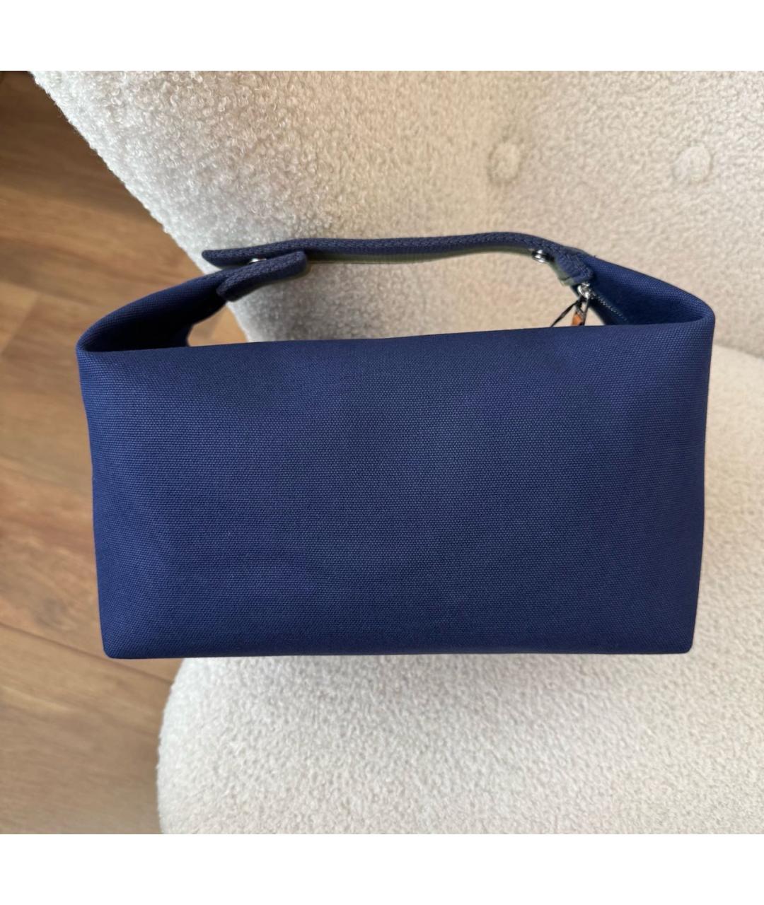 HERMES Синяя хлопковая косметичка, фото 3