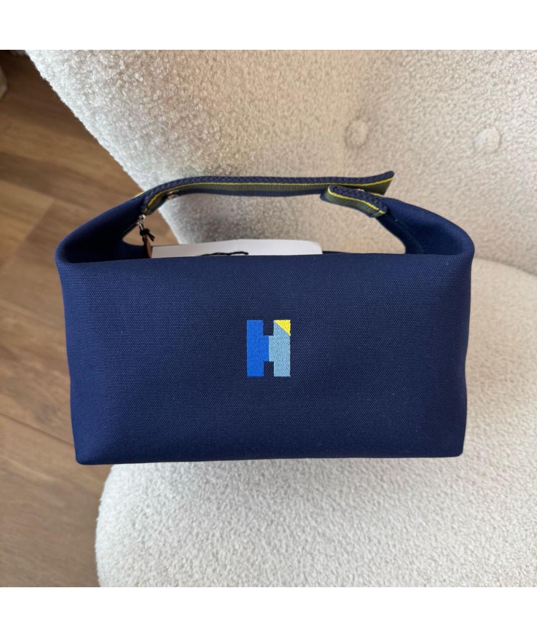 HERMES Синяя хлопковая косметичка, фото 2