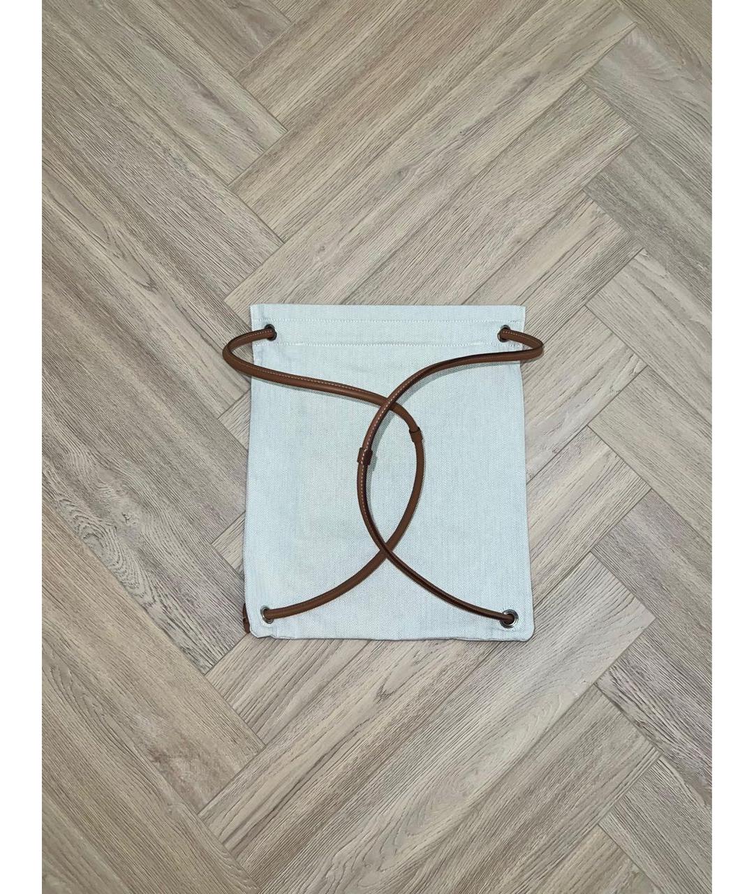 HERMES Бежевая тканевая сумка тоут, фото 2