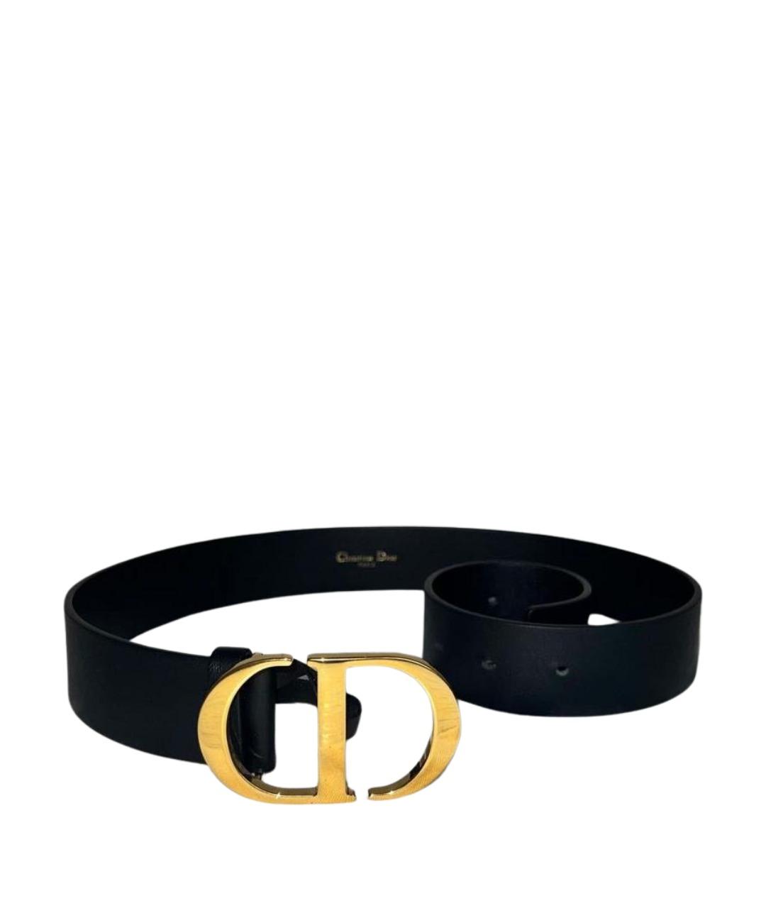 CHRISTIAN DIOR Черный кожаный ремень, фото 1