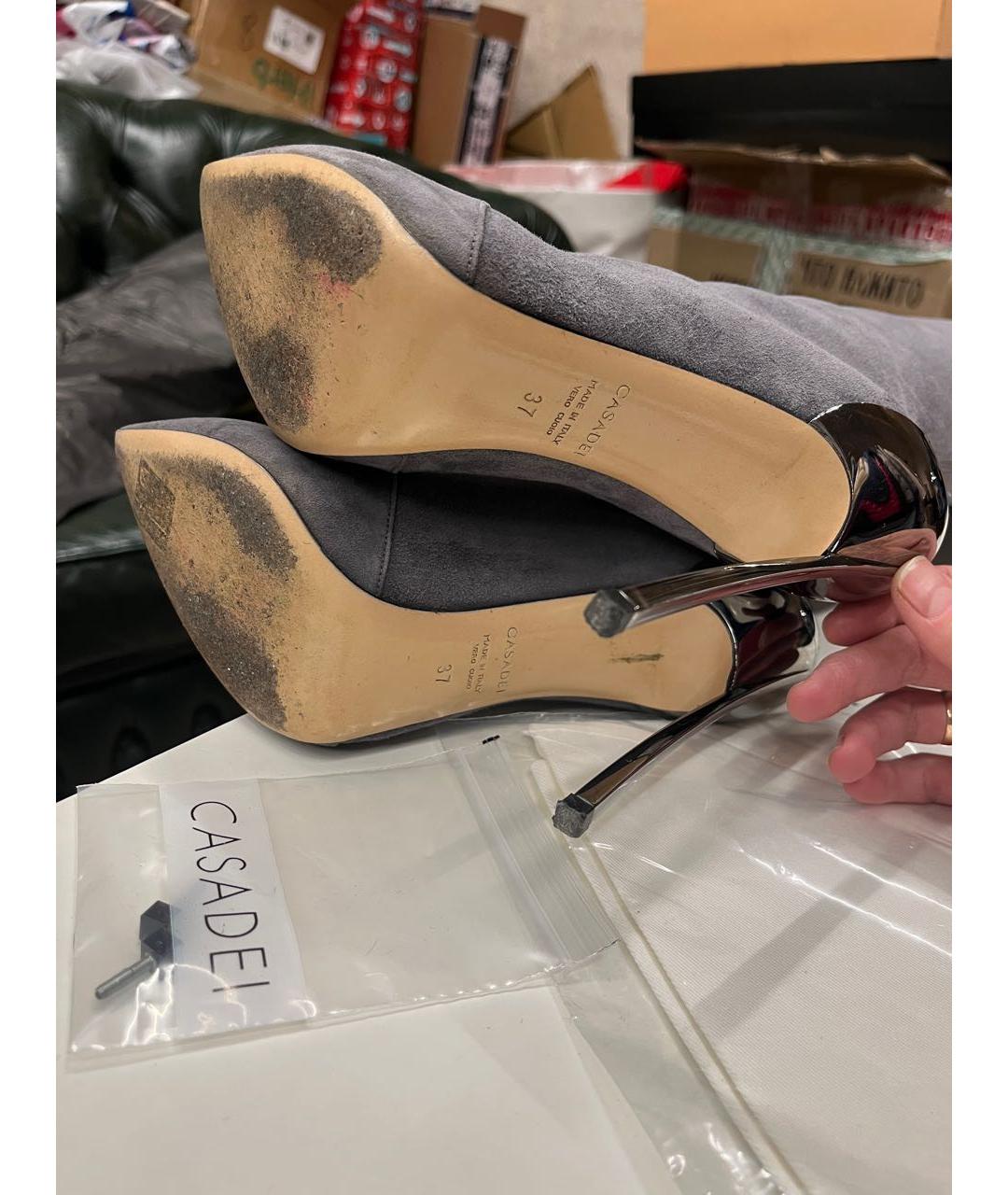 CASADEI Серые замшевые ботфорты, фото 4