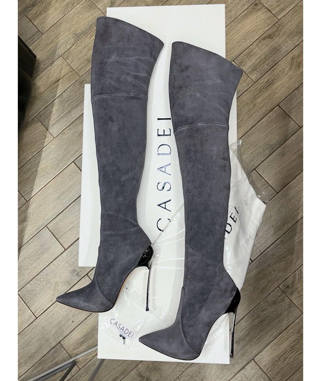 CASADEI Серые замшевые ботфорты, фото 9