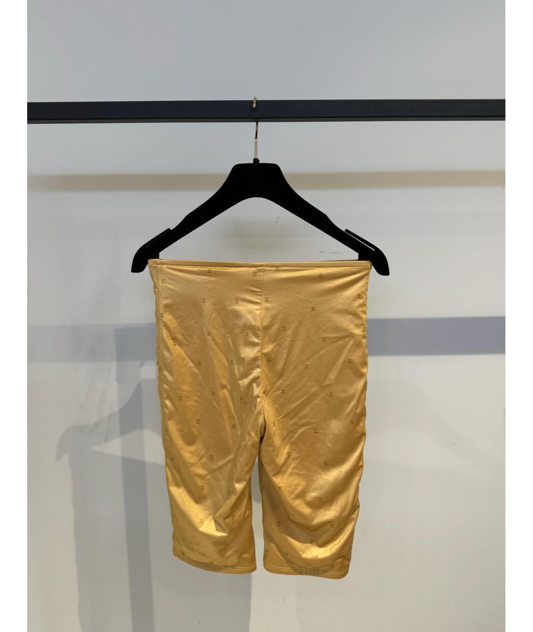 CHANEL Золотые хлопко-эластановые шорты, фото 3