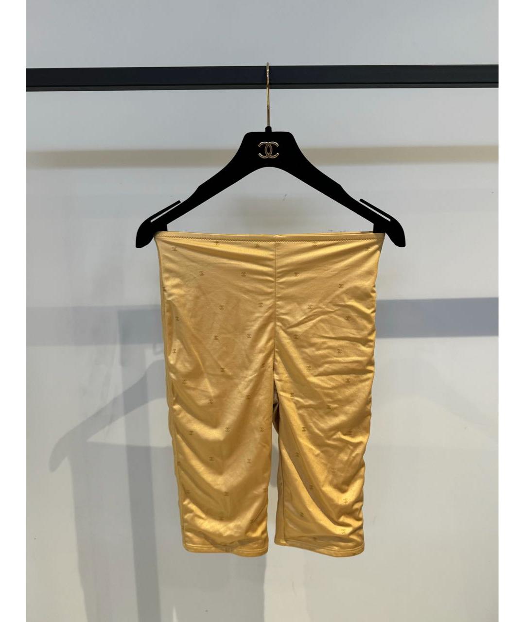 CHANEL Золотые хлопко-эластановые шорты, фото 9
