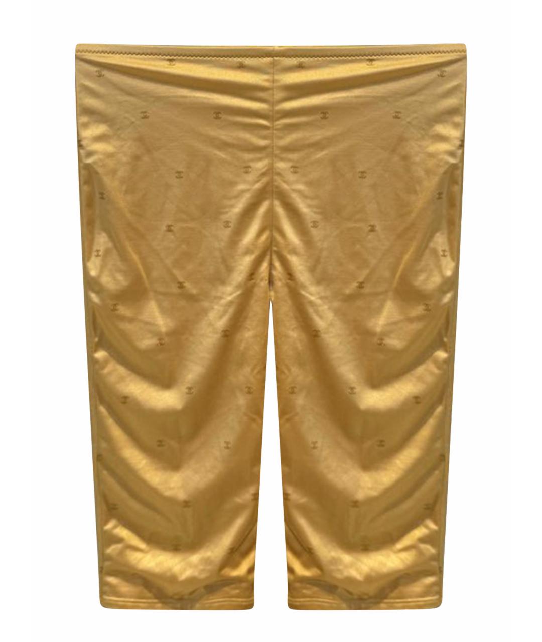 CHANEL Золотые хлопко-эластановые шорты, фото 1