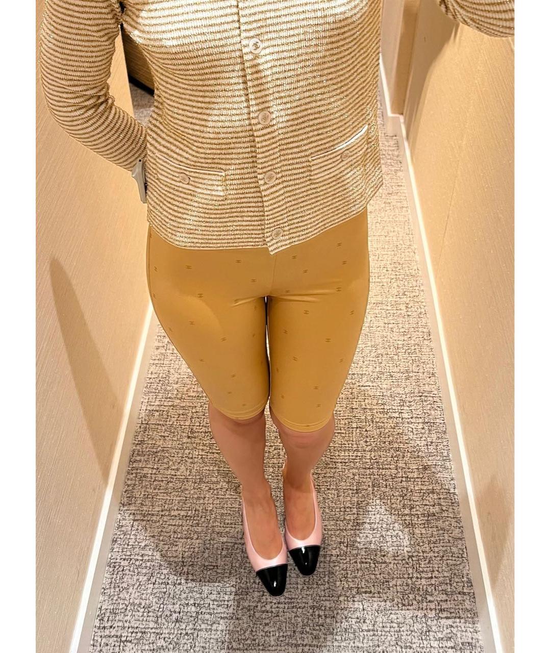 CHANEL Золотые хлопко-эластановые шорты, фото 7