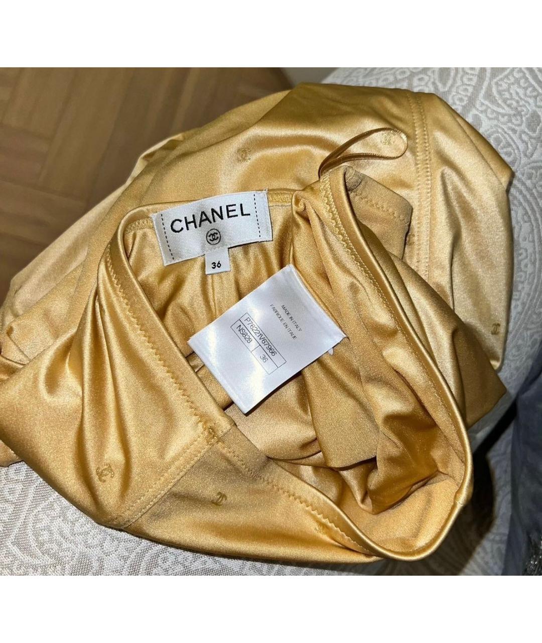 CHANEL Золотые хлопко-эластановые шорты, фото 4