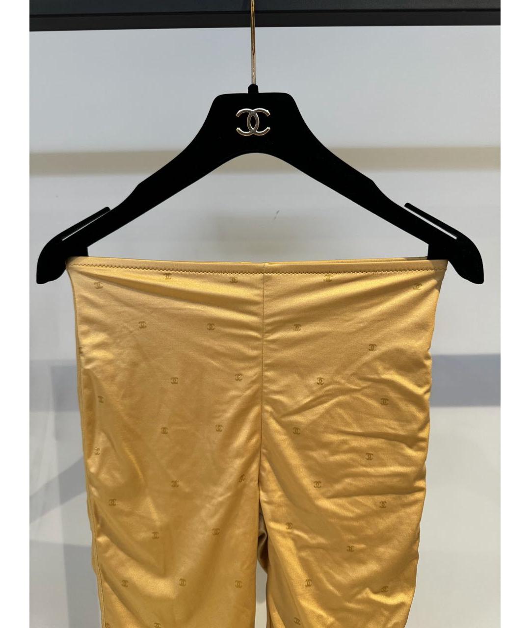 CHANEL Золотые хлопко-эластановые шорты, фото 2