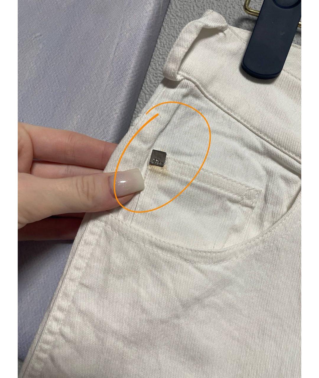 CHRISTIAN DIOR Белые хлопковые прямые брюки, фото 6