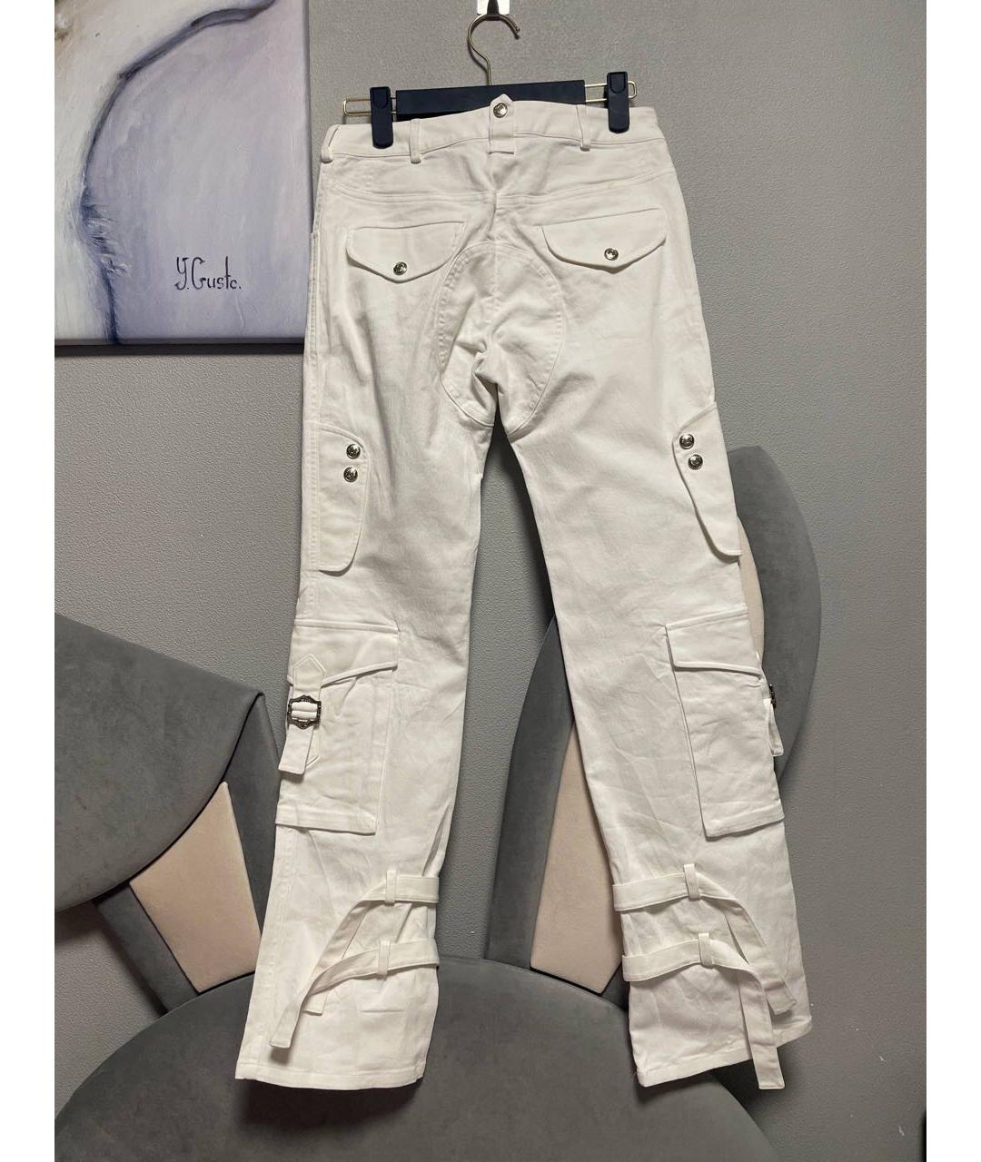 CHRISTIAN DIOR Белые хлопковые прямые брюки, фото 2