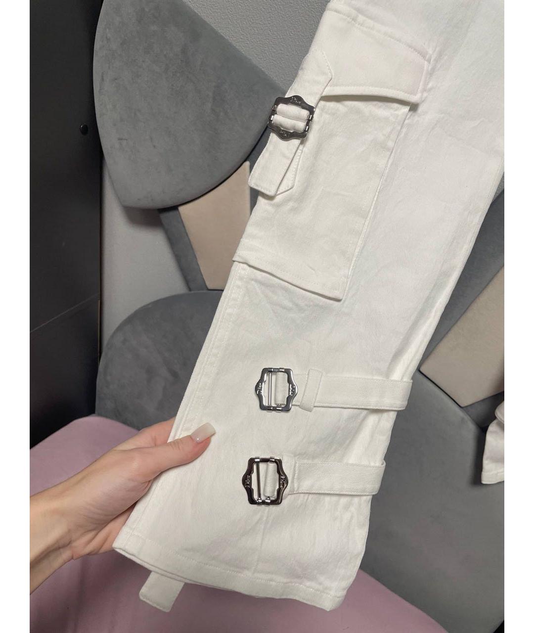 CHRISTIAN DIOR Белые хлопковые прямые брюки, фото 4