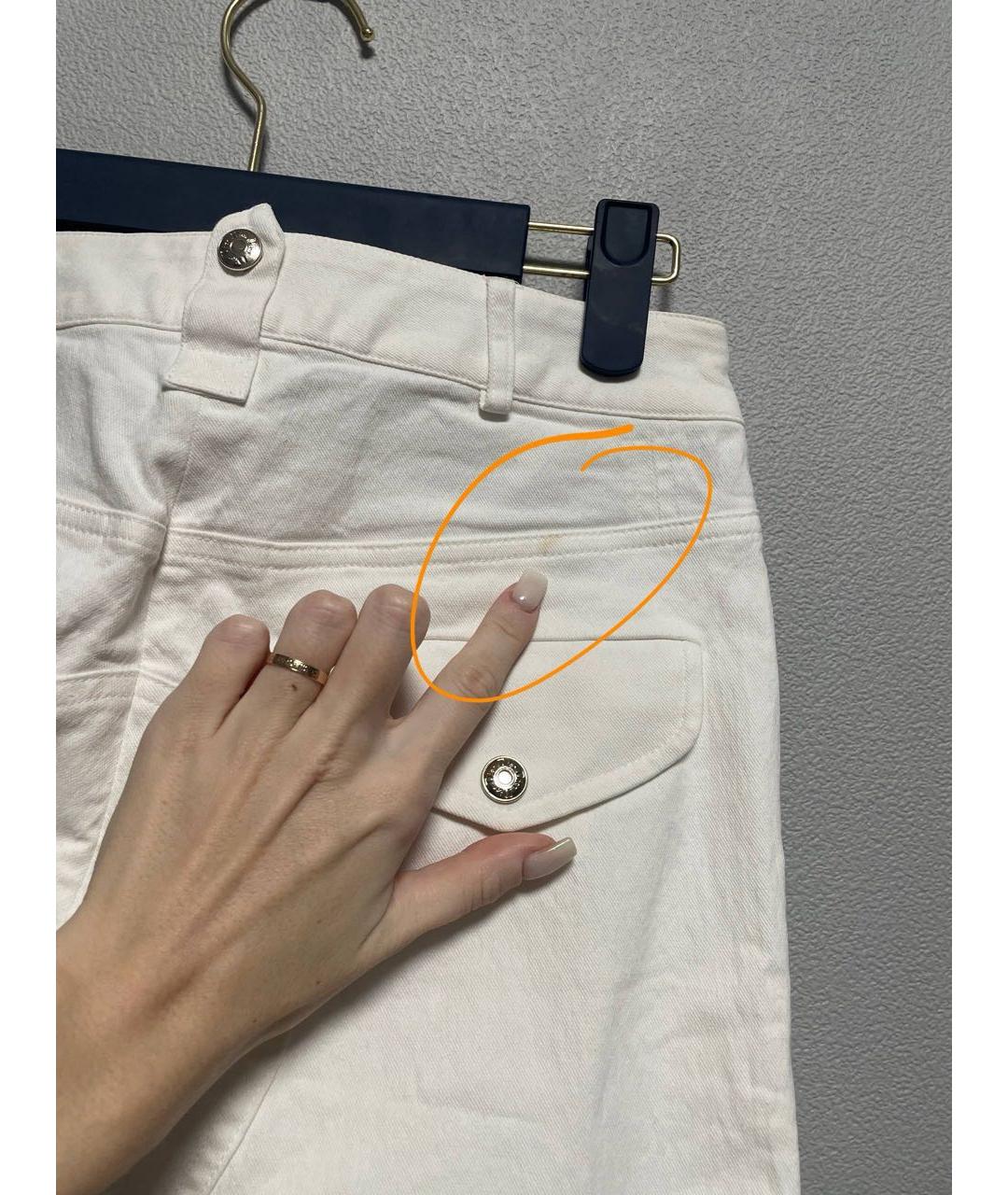 CHRISTIAN DIOR Белые хлопковые прямые брюки, фото 5