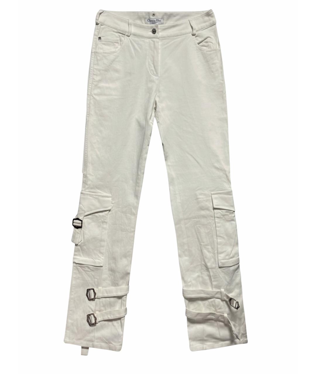 CHRISTIAN DIOR Белые хлопковые прямые брюки, фото 1