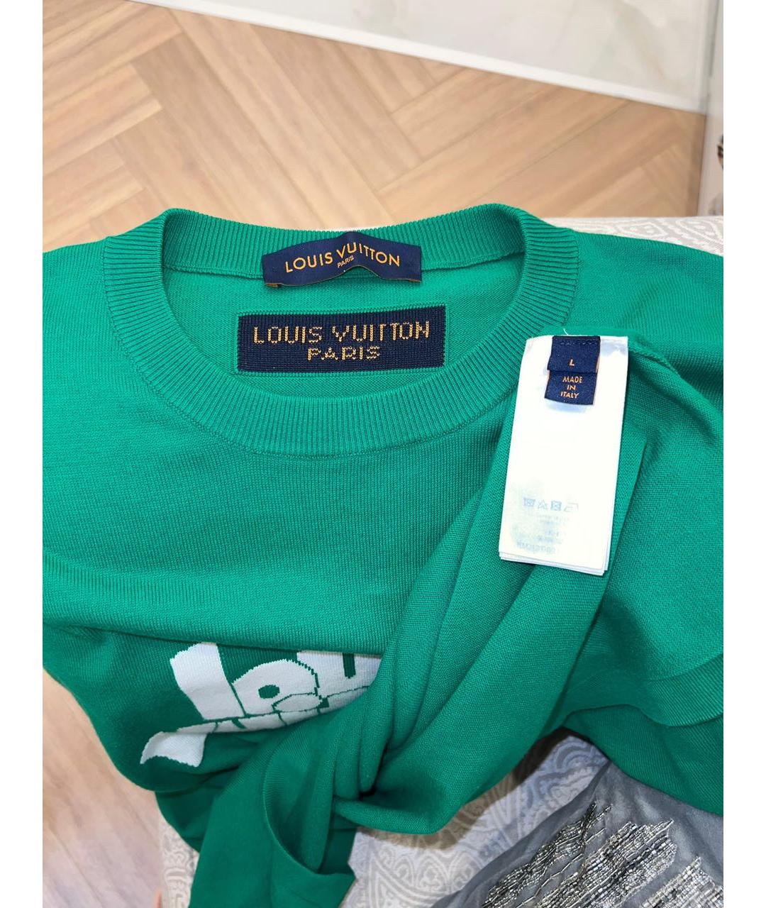 LOUIS VUITTON Зеленая хлопковая футболка, фото 3