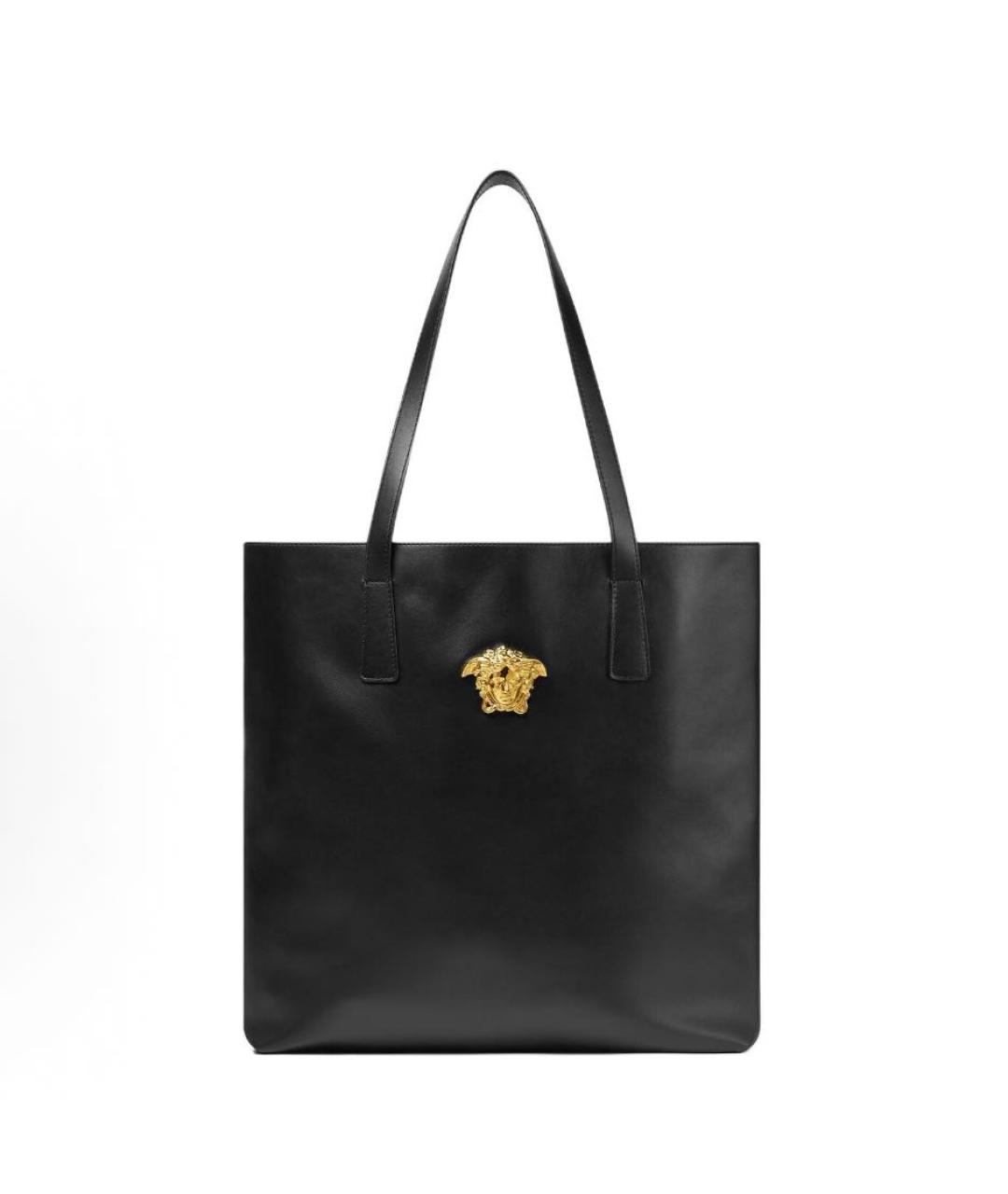 VERSACE Черная кожаная сумка с короткими ручками, фото 6