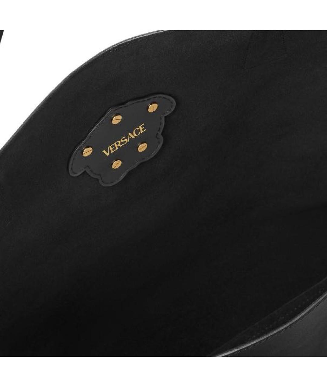 VERSACE Черная кожаная сумка с короткими ручками, фото 4