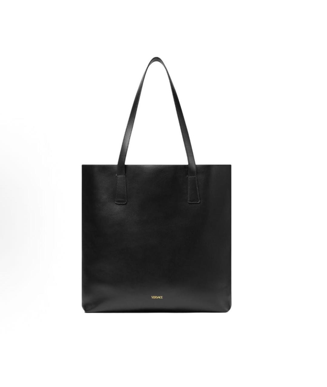 VERSACE Черная кожаная сумка с короткими ручками, фото 3
